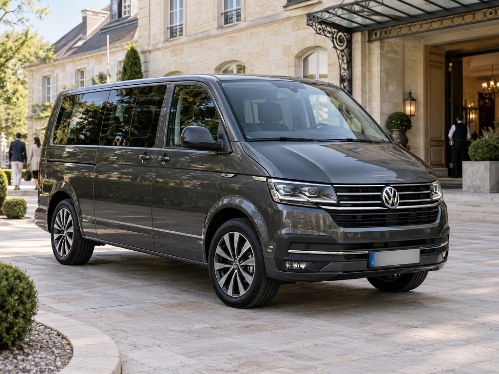 Volkswagen Caravelle devant un hôtel