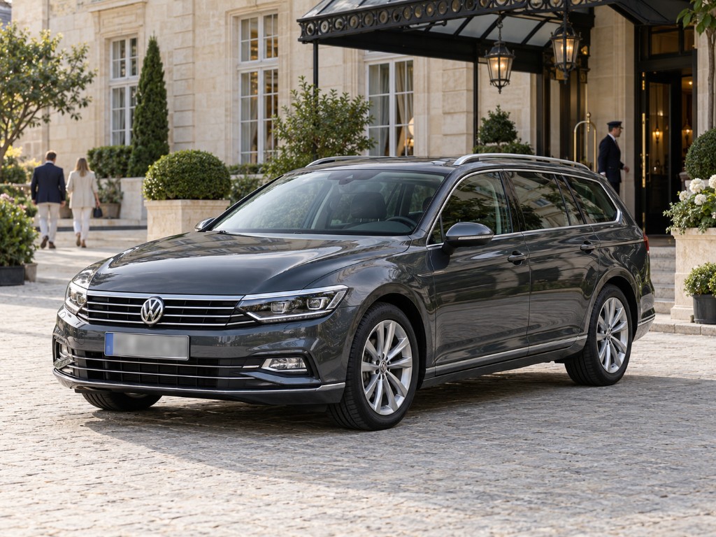 Volkswagen Passat Break devant un hôtel
